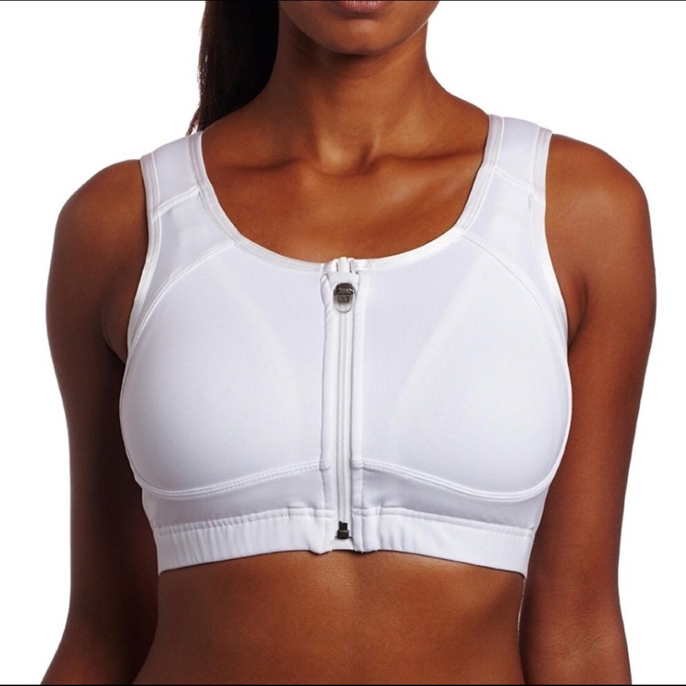 ASICS Front ZIP Closure white sports bra Medium